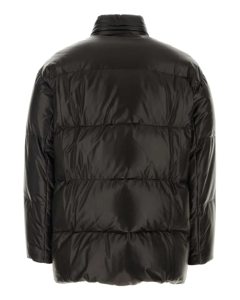 Prada Men's Black Nappa Leather Down Jacket Nero Piumini Black