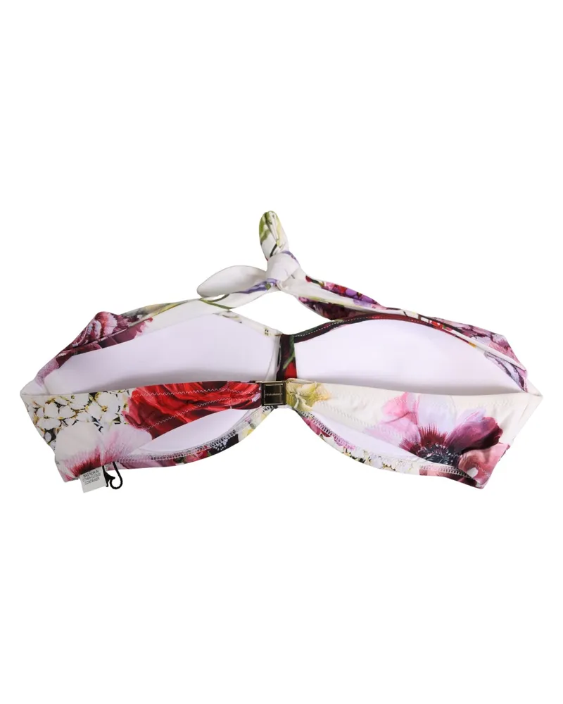Dolce & Gabbana Women's White Floral Print Nylon Beachwear Bikini Top Elastane White