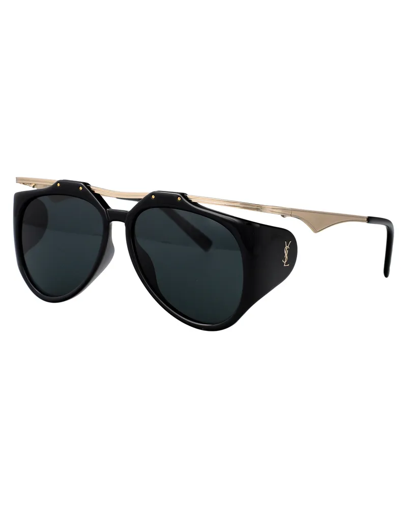 Saint Laurent Women's Sunglasses Slm137 Amelia Black Metal Black-Gold-Black Black/gold/black Black