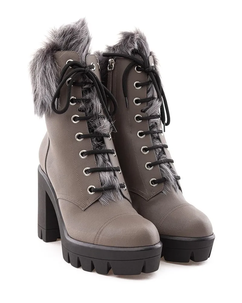 Giuseppe Zanotti Women's Beige Eco Leather Lace-Up Boots Beige