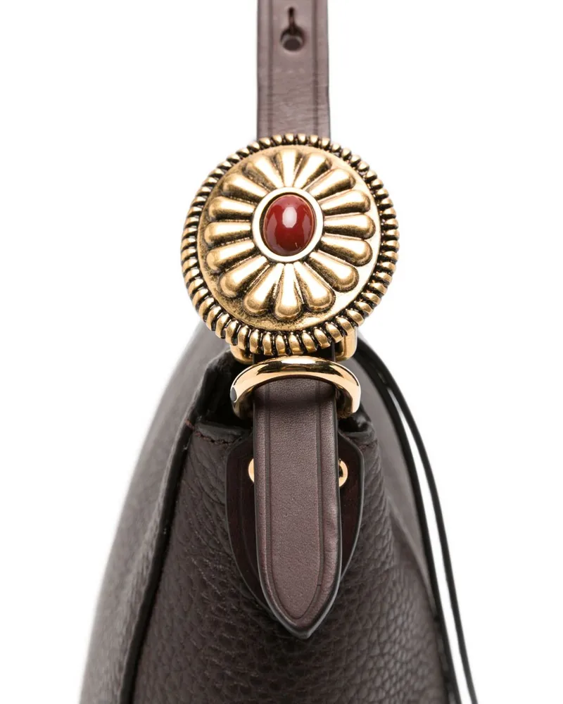 Etro Pebbled Leather Shoulder Bag — Black Black