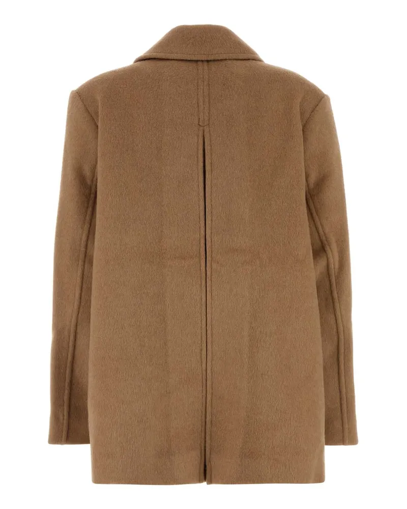 Ganni Women's Camel Wool Blend Coat Latte Cappotti Beige