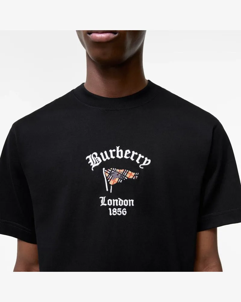 Burberry Logo-Embroidered T-Shirt — Black Black