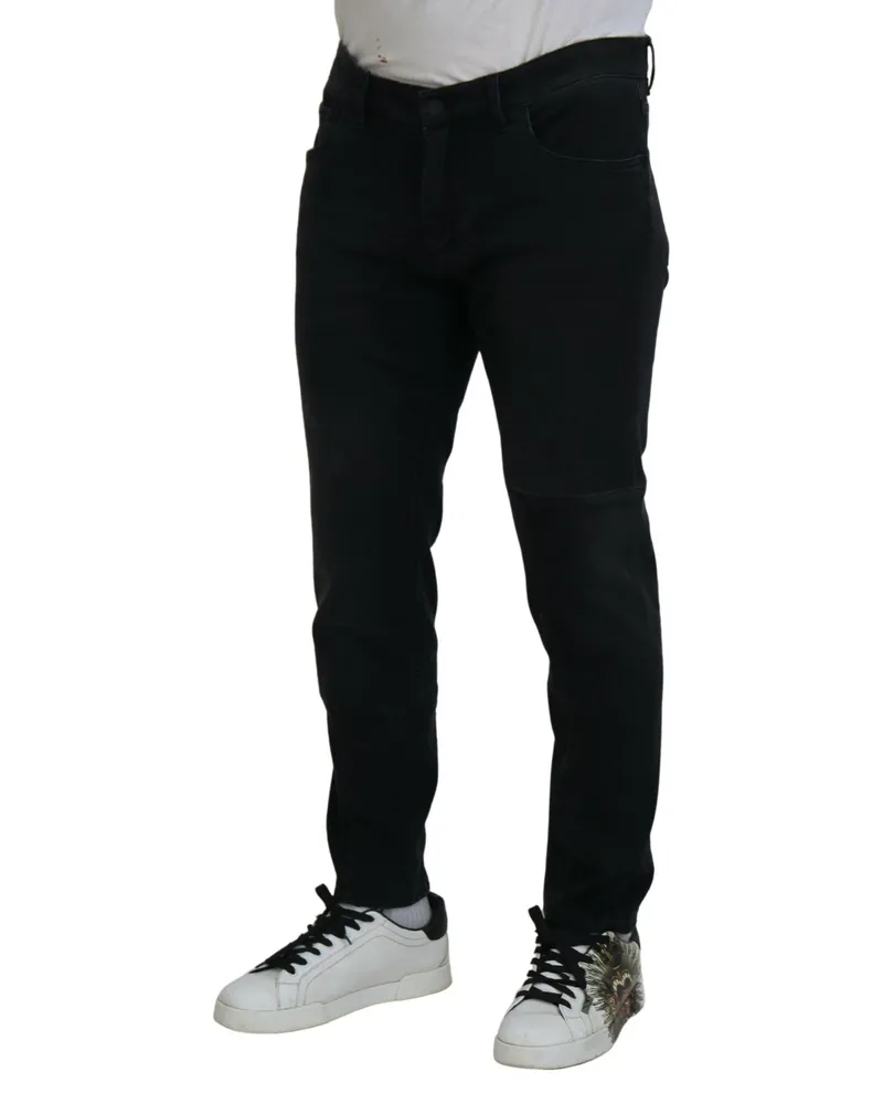 Dolce & Gabbana Men's Black Angel Embroidery Skinny Denim Jeans Clothing Black