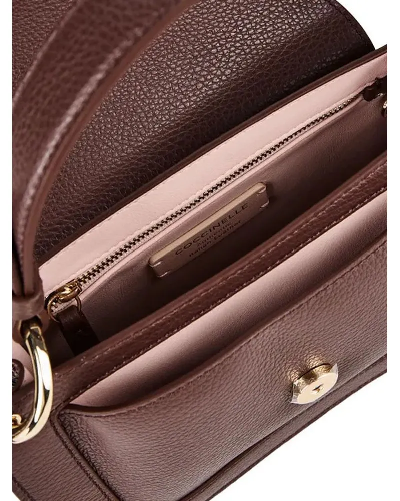 Coccinelle Women's Shoulder Bag Berry Grained Leather - Top-Handle-Bags Brown