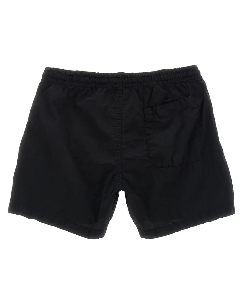 Stone Island Compass Logo Nylon Shorts — Black Black