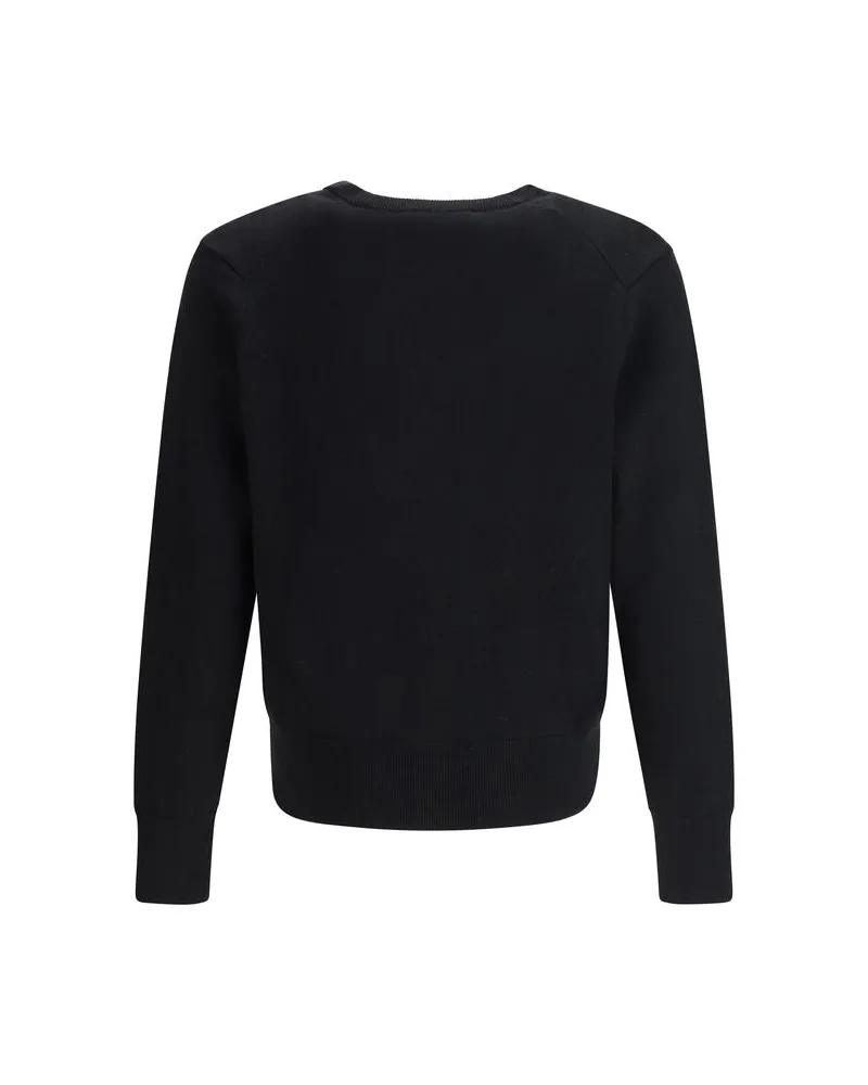 AMI Paris Men's Black Wool Oves Aries Cardigan Clothing Black