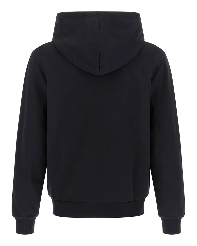 A.P.C. Logo-Flocked Cotton Hoodie — Black Black