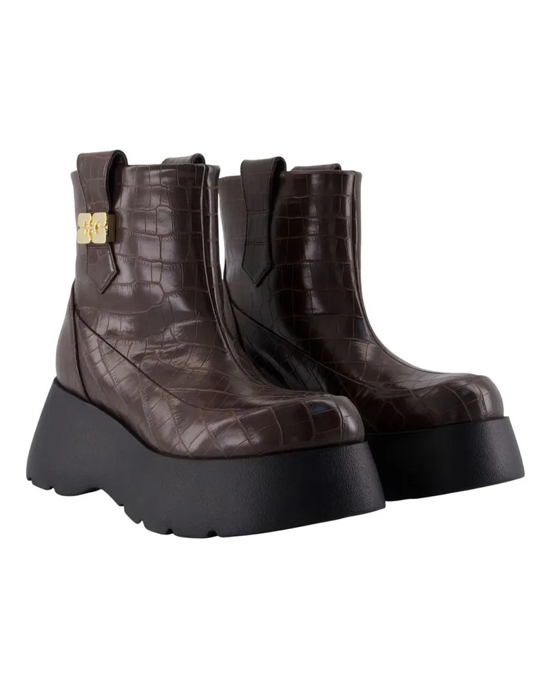 Ganni Women's Kat Low Ankle Boot Brown Leather Brown