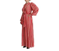 Striped Silk Maxi Dress — Red