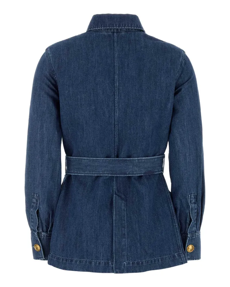 Valentino Garavani Women's Denim Blazer Mediumbluedenim Exterior: Cotton Linen Giacche E Gilet Jacket Navy