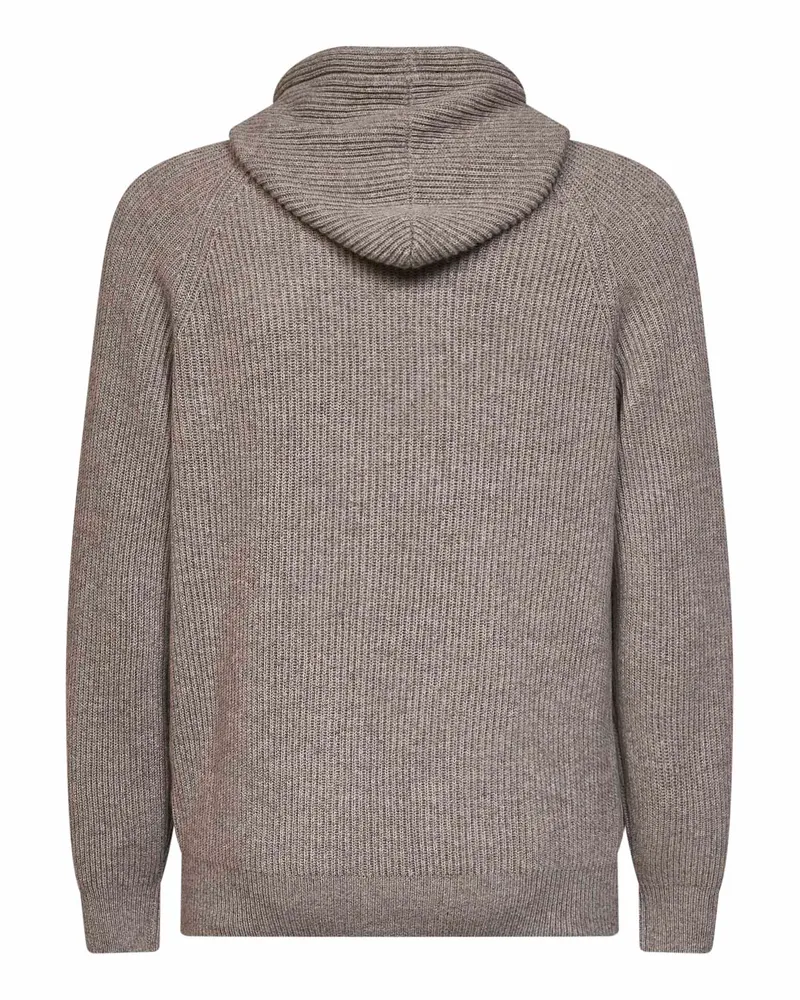Brunello Cucinelli Men's Zip-Up Cashmere Hoodie Grey Cardigans Sweater 