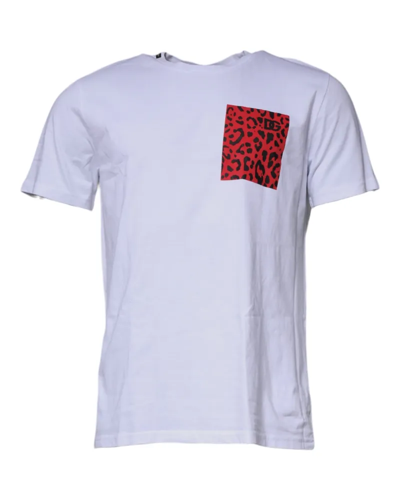Dolce & Gabbana Leopard-Print Cotton T-Shirt — White White