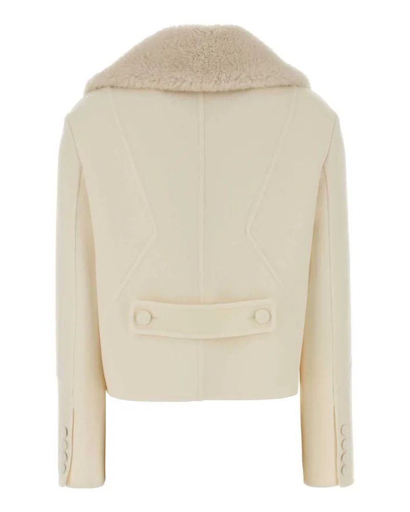 Ermanno Scervino Faux Fur-Collar Virgin Wool Jacket — Beige Beige