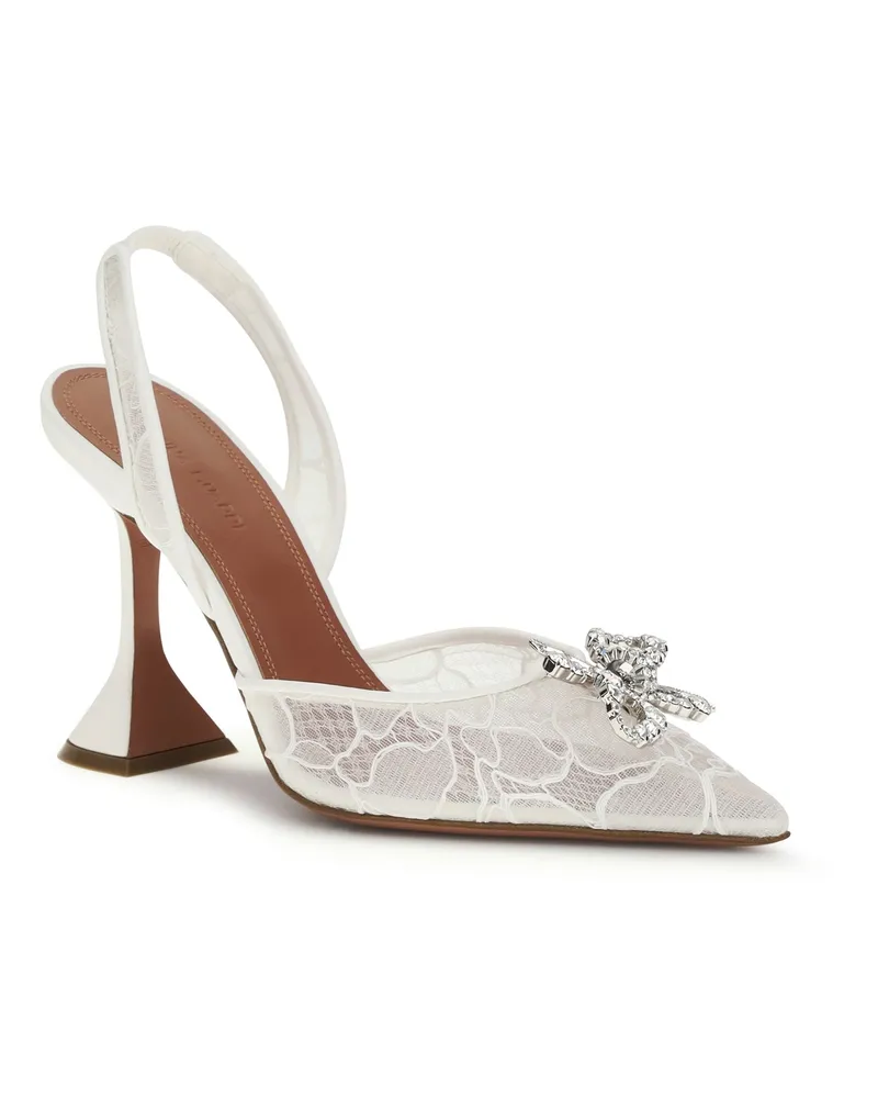 Amina Muaddi Women's Rosie Slingback Sandals Ivory+ivory White