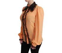 Silk Lace Trim Blouse — Yellow