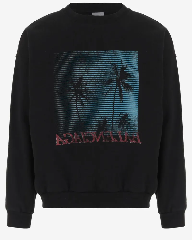 Balenciaga Graphic-Print Cotton Sweatshirt — Black Black