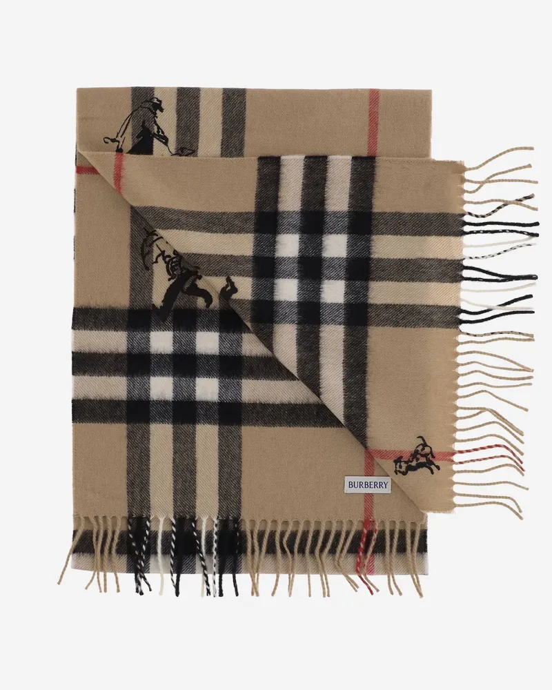 Burberry Check Cashmere Scarf — Beige Beige