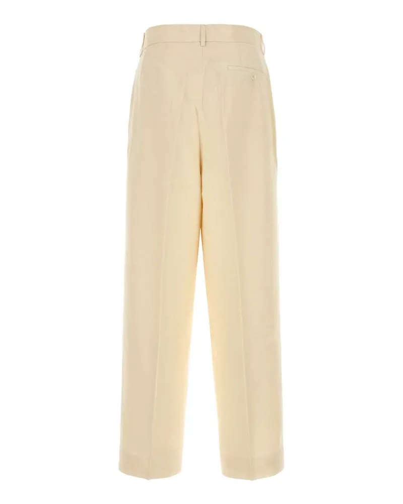 BODE Men's Cream Viscose Blend Wide-Leg Pant Pantaloni Trousers Cream