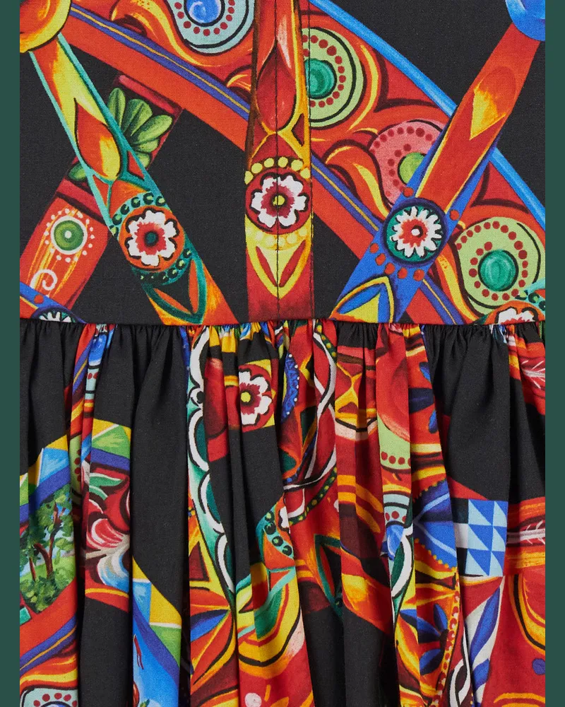 Dolce & Gabbana Majolica Print Cotton Dress — Multicolor Multicolor