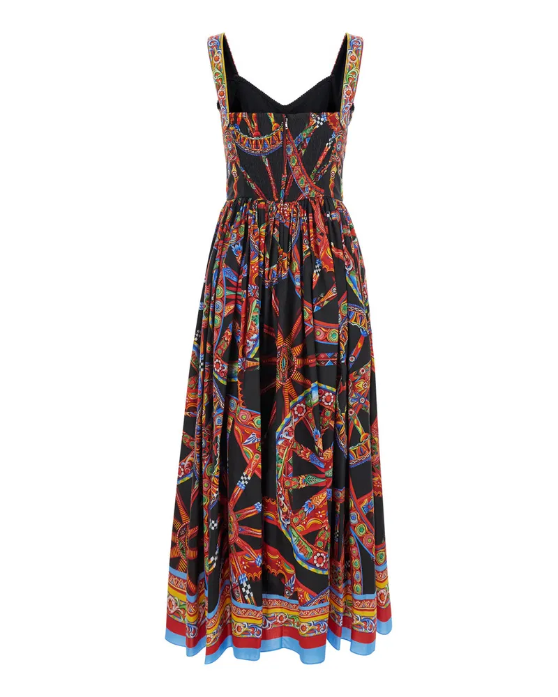 Dolce & Gabbana Majolica Print Cotton Dress — Multicolor Multicolor