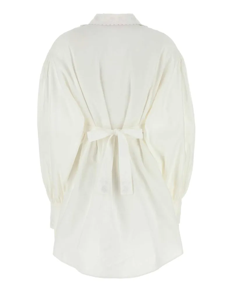 Valentino Garavani Women's White Cotto Blend Shirt Dress Bianco Exterior: Cotton Linen Silk Abiti White