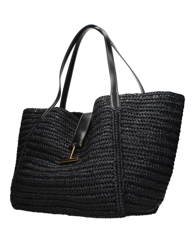 Tom Ford Raffia Shoulder Bag — Black Black