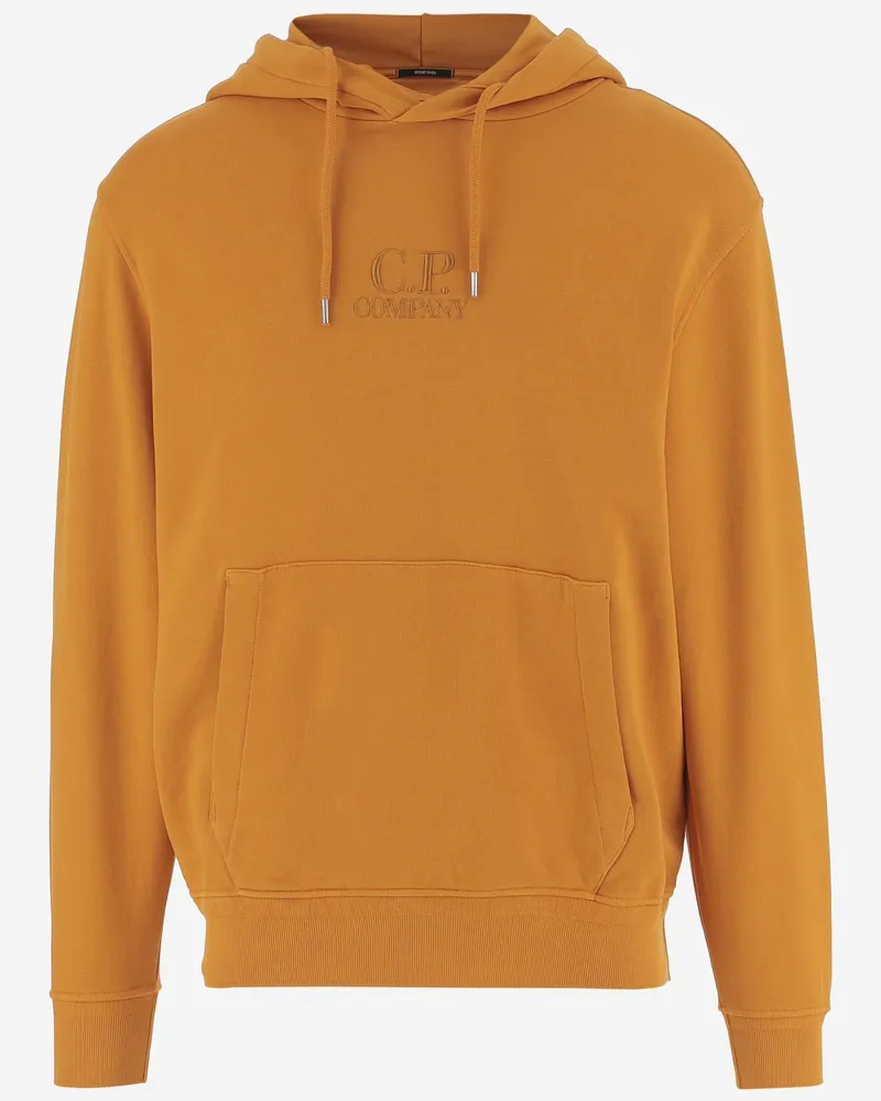 C.P. Company Men Cotton Sweatshirt With Logo Orange Sweatshirts Sweater Orange