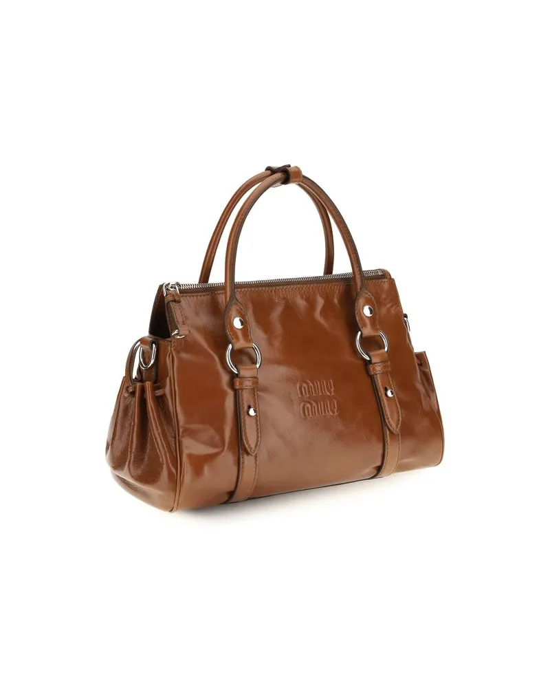 Miu Miu Calf Leather Handbag — Brown Brown