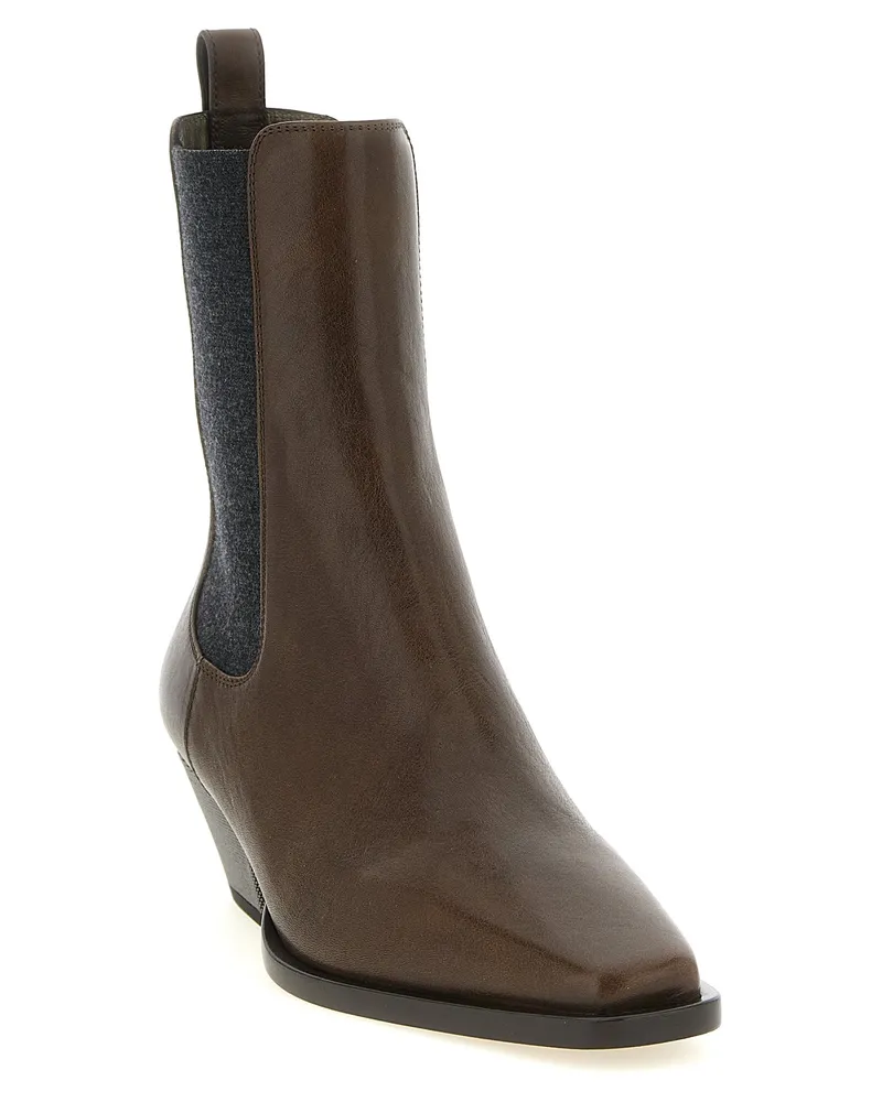 Brunello Cucinelli Women's Brown Cowhide Chelsea Boots Brown