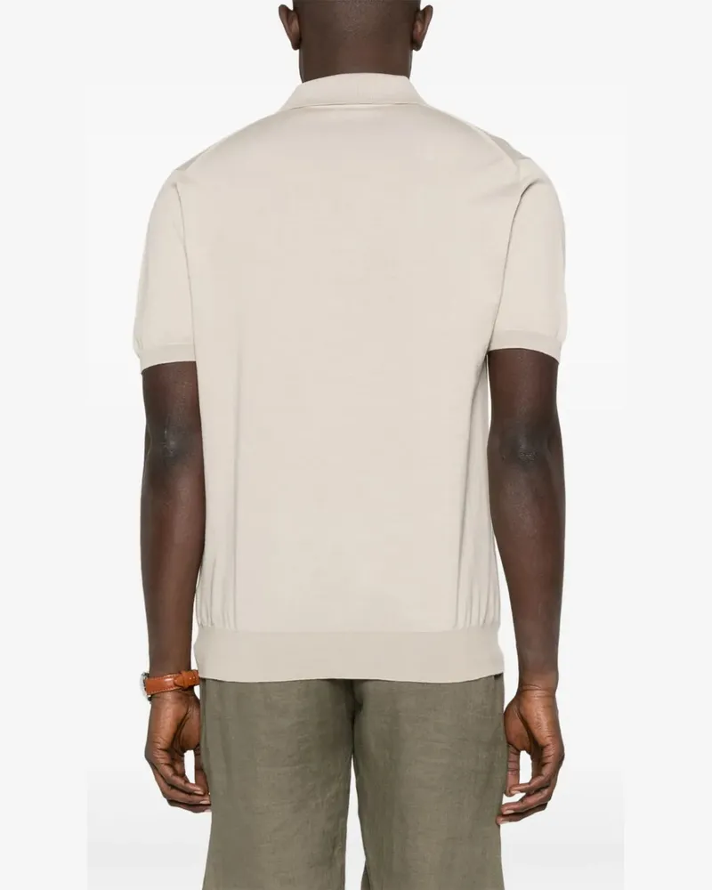 Kiton Men Knitted Polo Shirt Ss25 M Beige