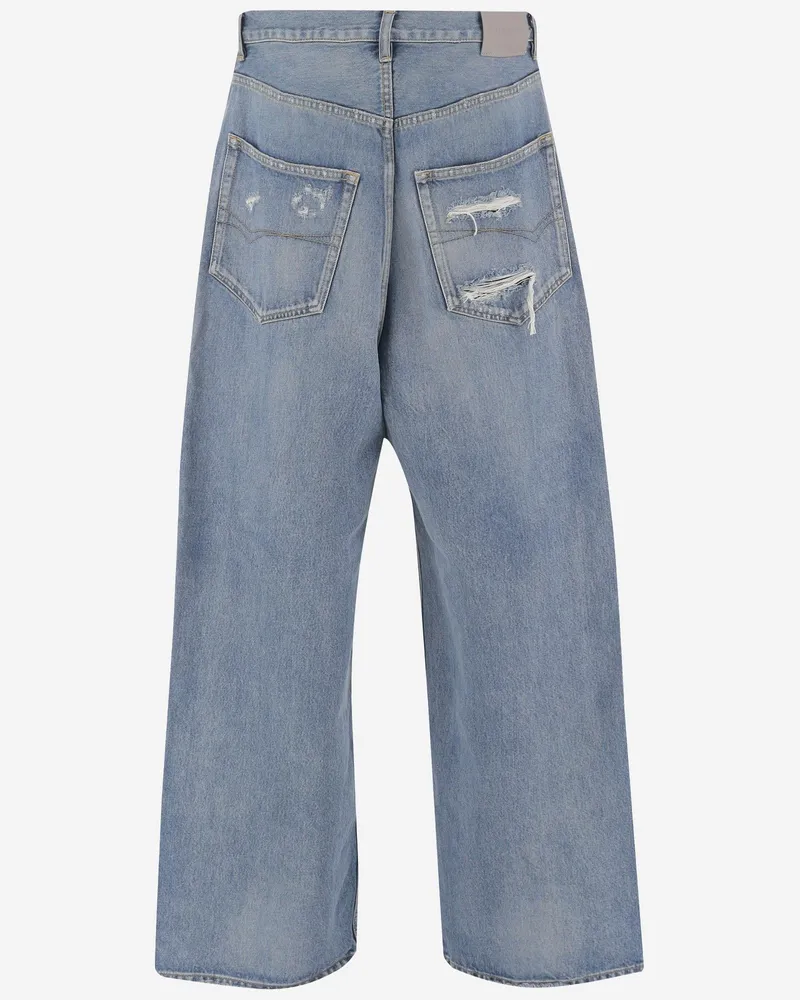 Balenciaga Men Baggy Denim Jeans Cotton Blue