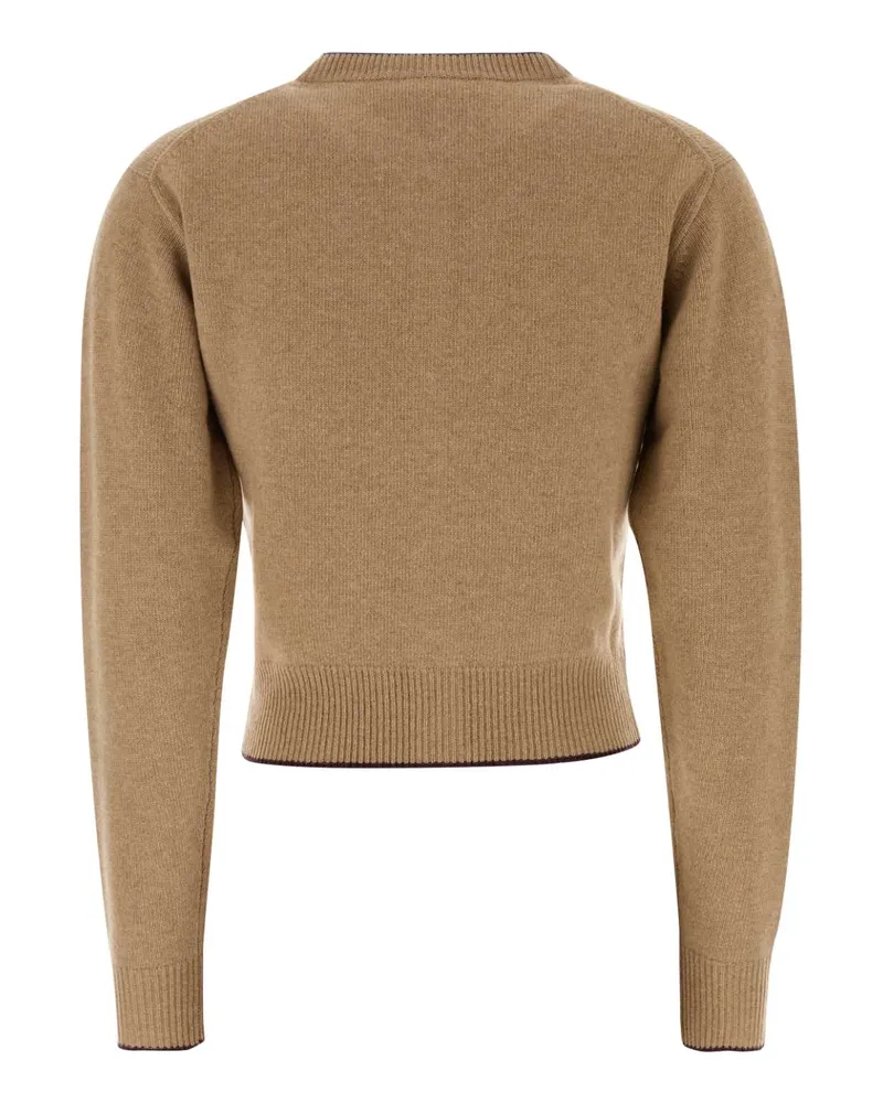Chloé Women's Camel Wool Blend Cardigan Beige Exterior: Cashmere Maglieria Sweater Beige