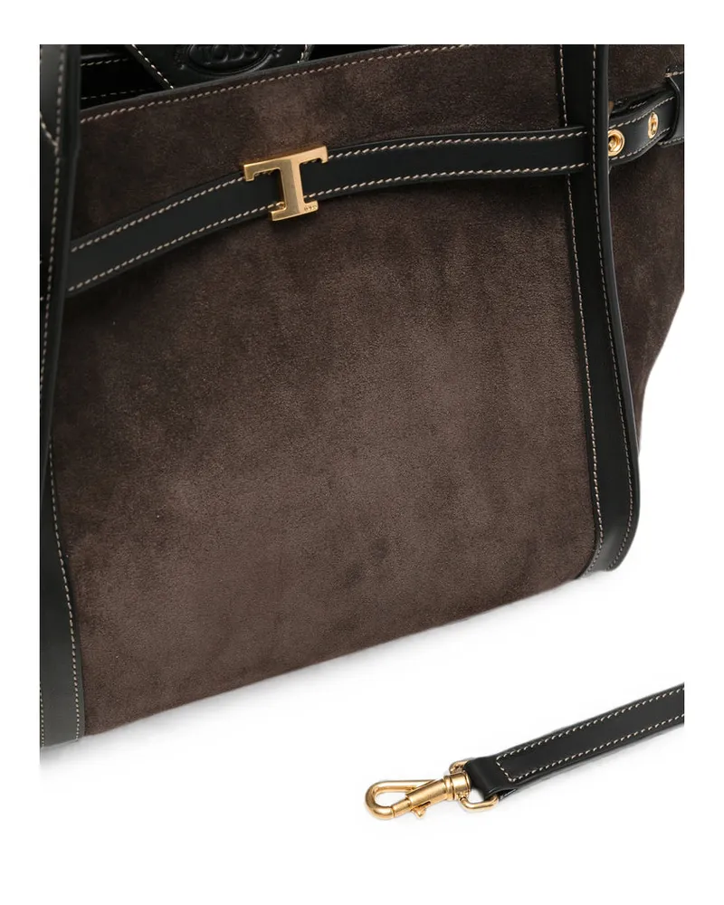TOD'S Suede Tote Bag — Brown Brown