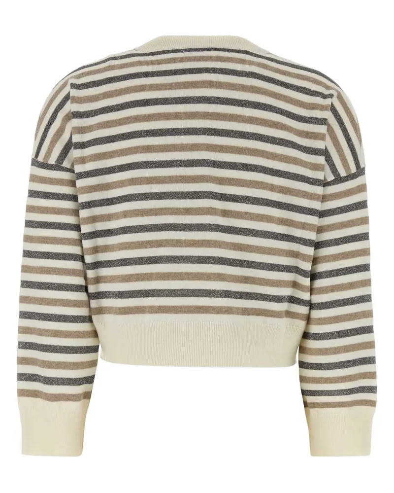 Brunello Cucinelli Striped Wool-Blend Sweater — Multicolor Multicolor
