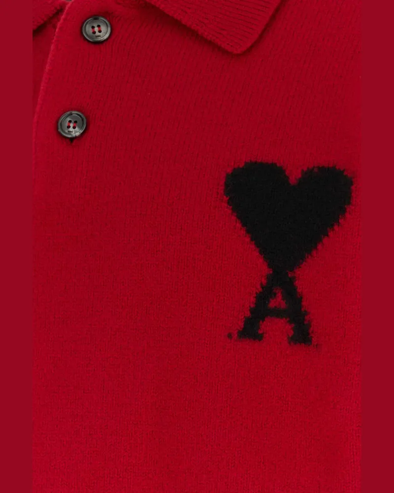 AMI Paris Virgin Wool Polo — Red Red