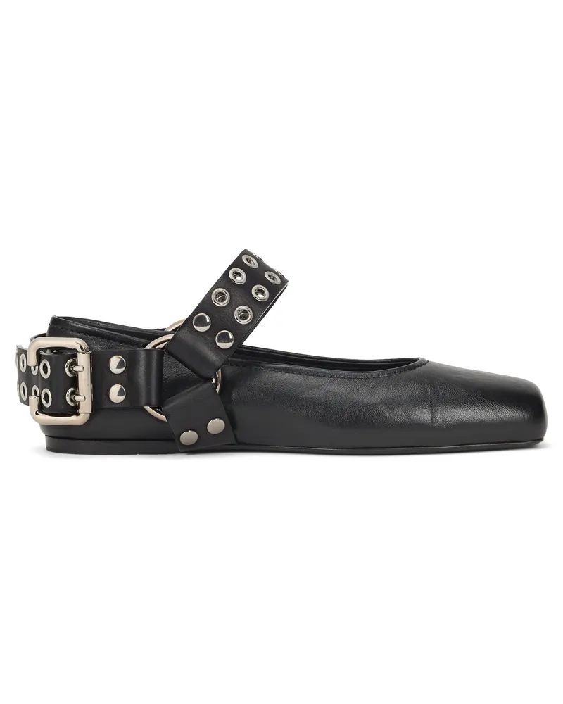Alaïa Women's Leather Biker Boots Black Calfskin Ballerina Shoes Black