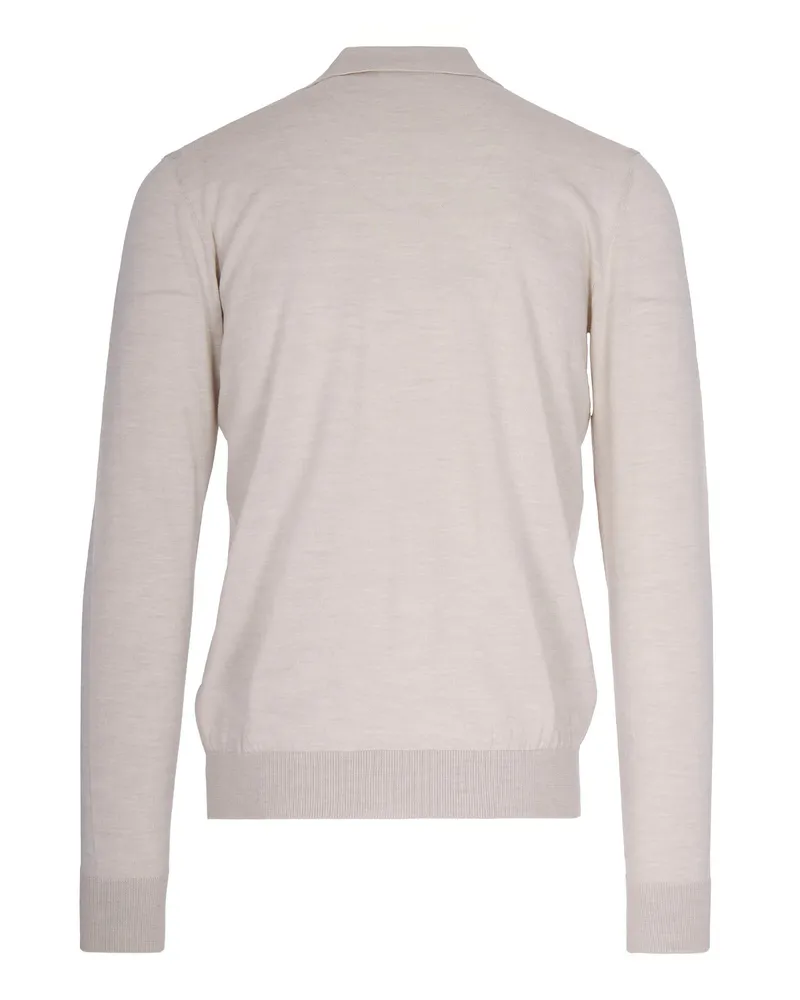 Paolo Pecora Milano Men's Polo Shirt Virgin Wool Cream T-shirts And Polos Beige