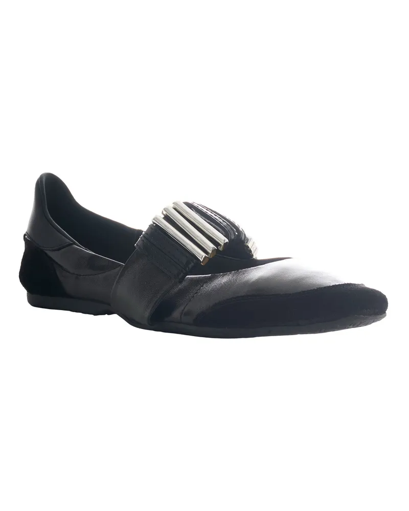 Patrizia Pepe Buckle-Detailed Leather Flat — Black Black