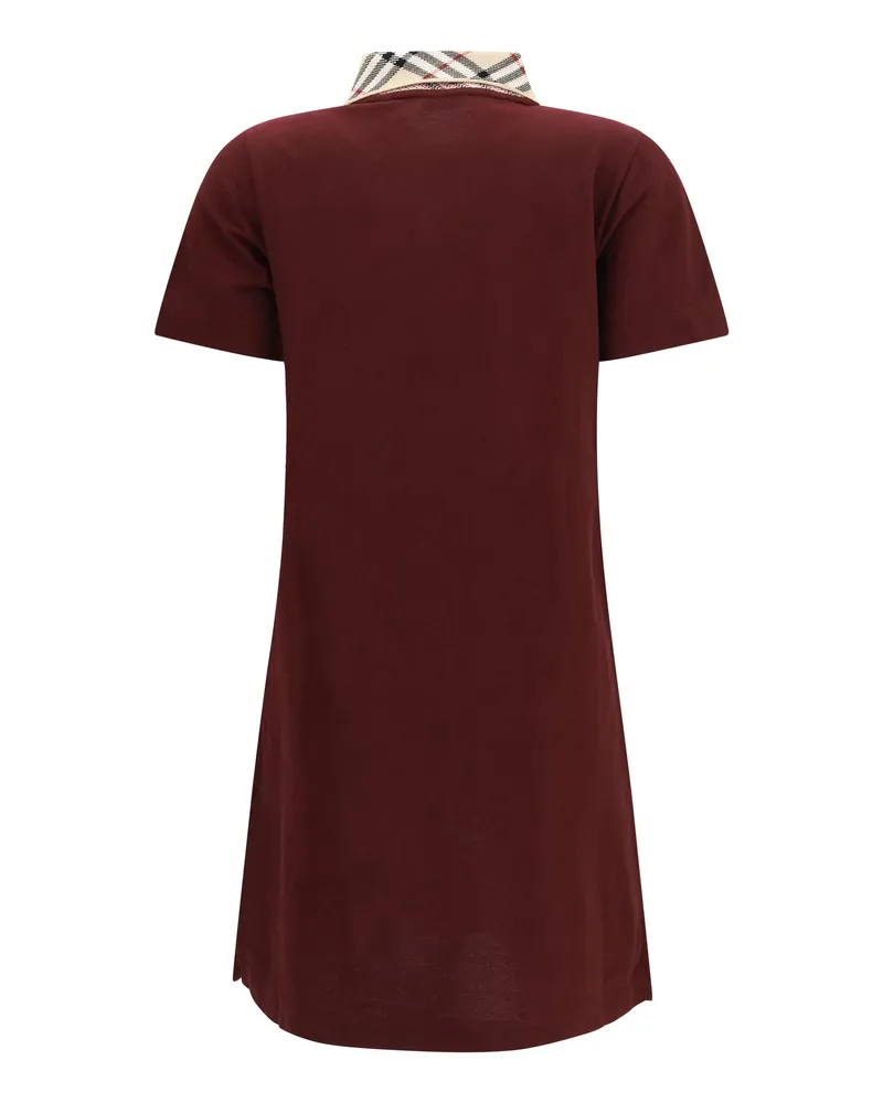Burberry Women Polo-Style Cotton Dress Vineyard Red Burgundy