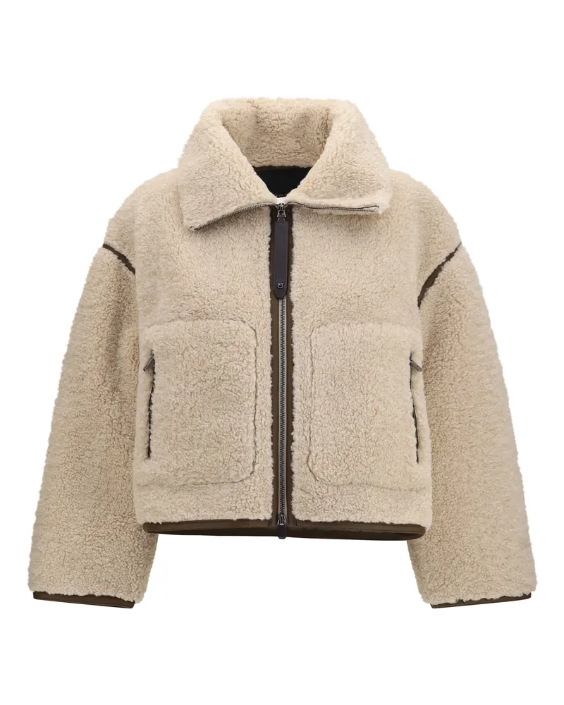 Pinko Women's Shearling Jacket Eco White-Brown Polyester Coat White/brown Beige