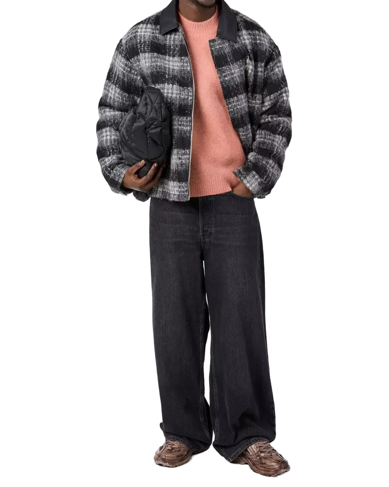 REPRESENT Logo Flannel Check Overshirt Jacket — Black Black