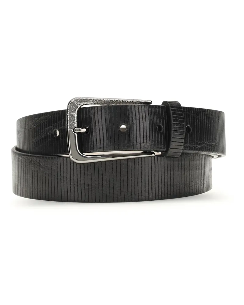 Brunello Cucinelli Women Carved Leather Belt Black Calf Black