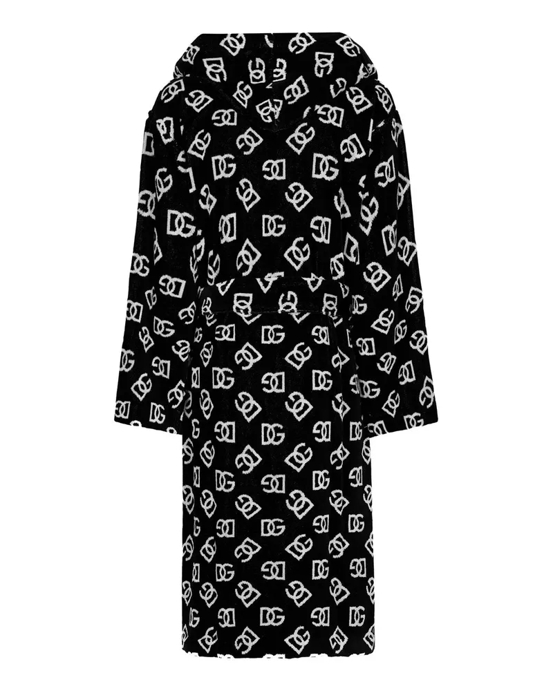 Dolce & Gabbana Unisex Bathrobe Cotton White-Black Towels & Bath Robes White/black Black