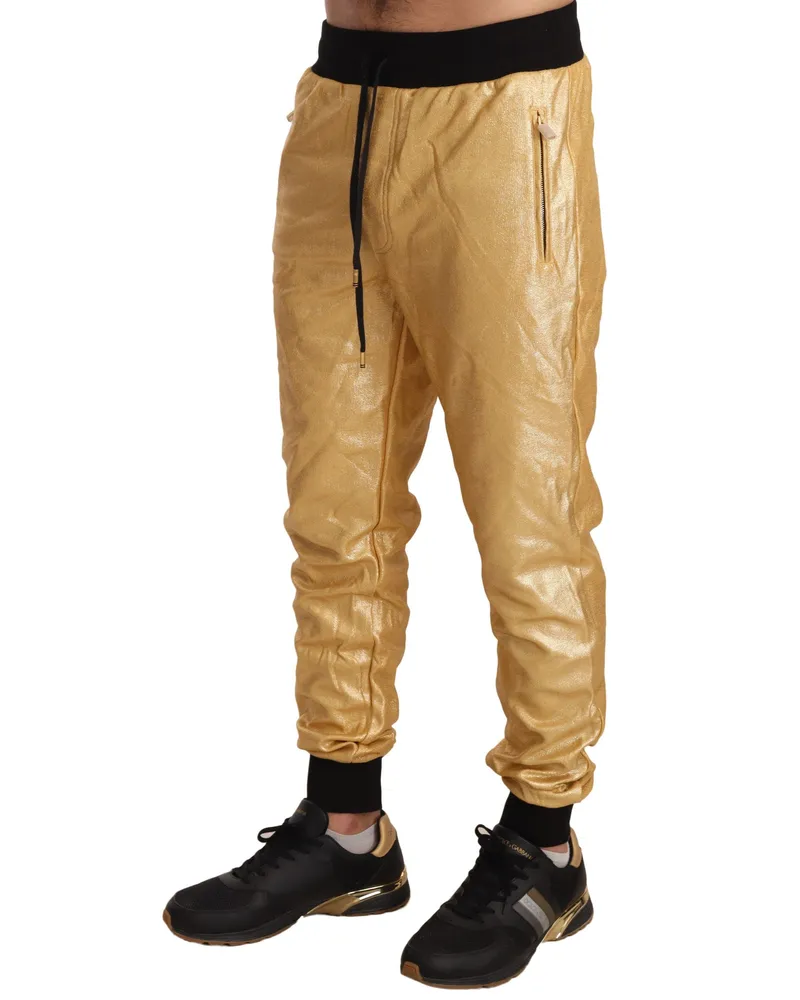 Dolce & Gabbana Men's Metallic Cotton Joggers Gold Gold