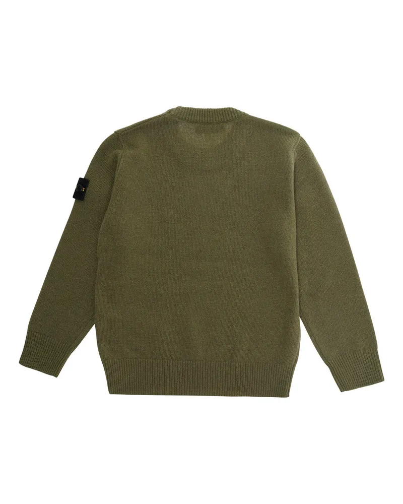 Stone Island Boys' Crew Neck Wool Sweater Green Tops Top Green