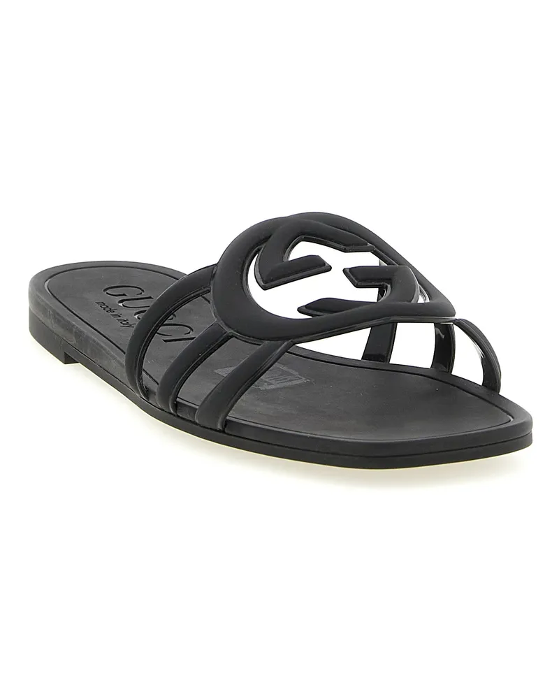 Gucci Women's Black Rubber Slides Shoe Black