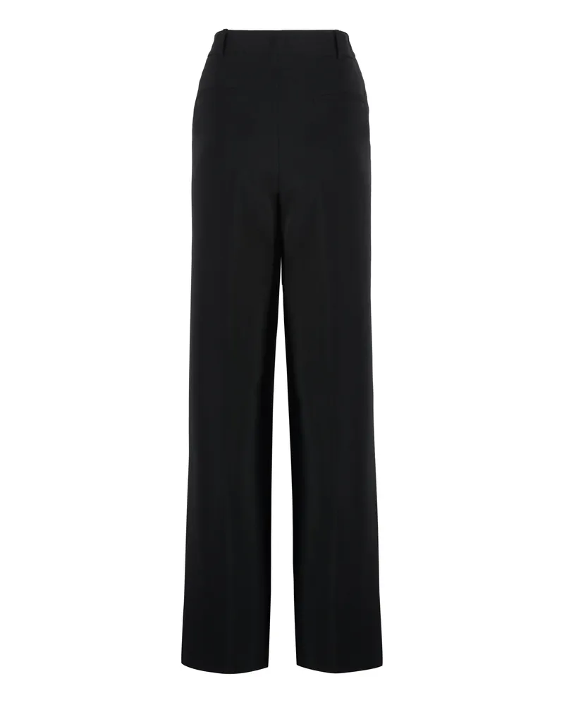 Michael Kors Women's Crêpe Trousers Black Polyester Wide-Leg Black