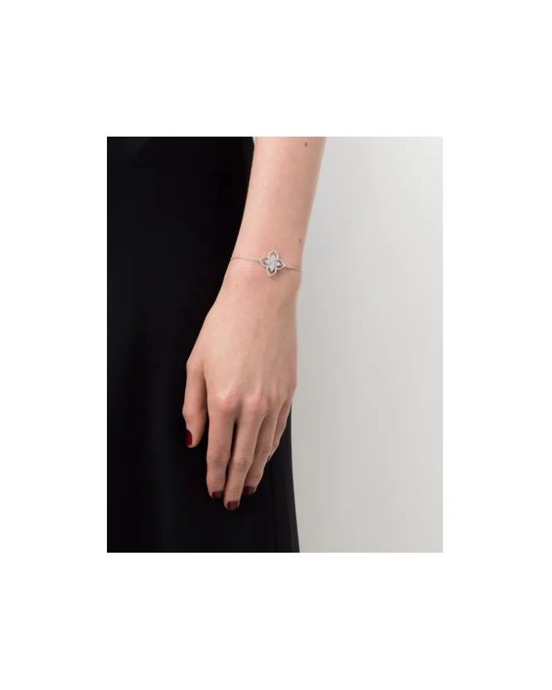 Roberto Coin Women's 18kt White Gold Princess Flower Dubai Diamond Bracelet Continuty Silver