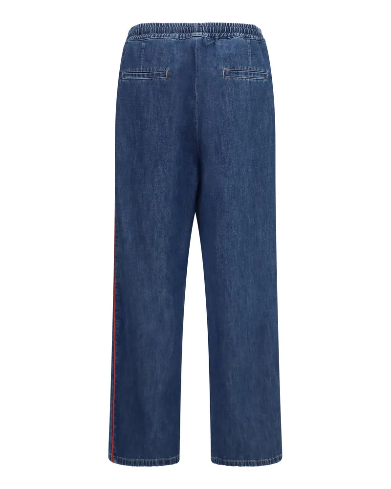 Valentino Garavani Women's Lightweight Wide-Leg Denim Pants Scuro Polyester; Cotton Trousers Blue